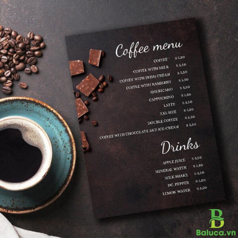 setup menu quán cafe