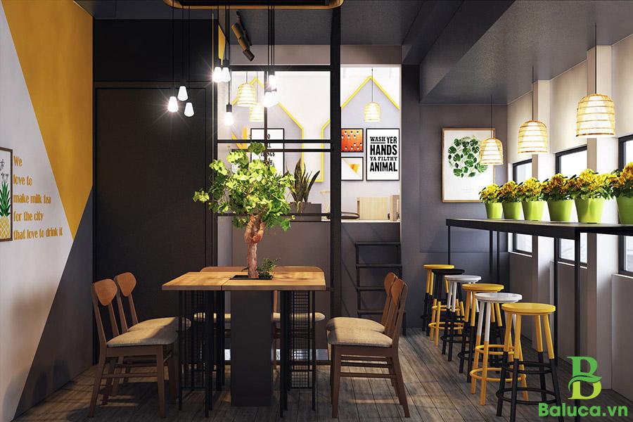 phong cách thiết kế quán trà sữa